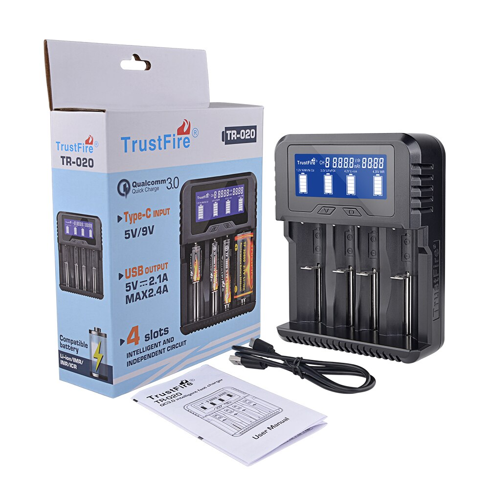 Trustfire TR-020 Battery Charger Household Powerbank for Li-ion IMR 18650 26650 32650 Ni-MH Ni-Cd AA RCR123A RCR123 Batteries: Default Title
