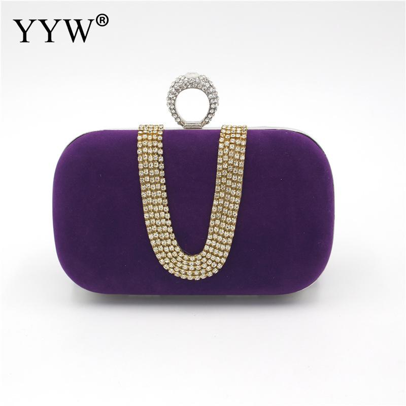YYW Pochette sac à bagues avec strass | Sac à main et Pochette Vintage pour femmes, Pochette pour Banquet soirée et fête: purple