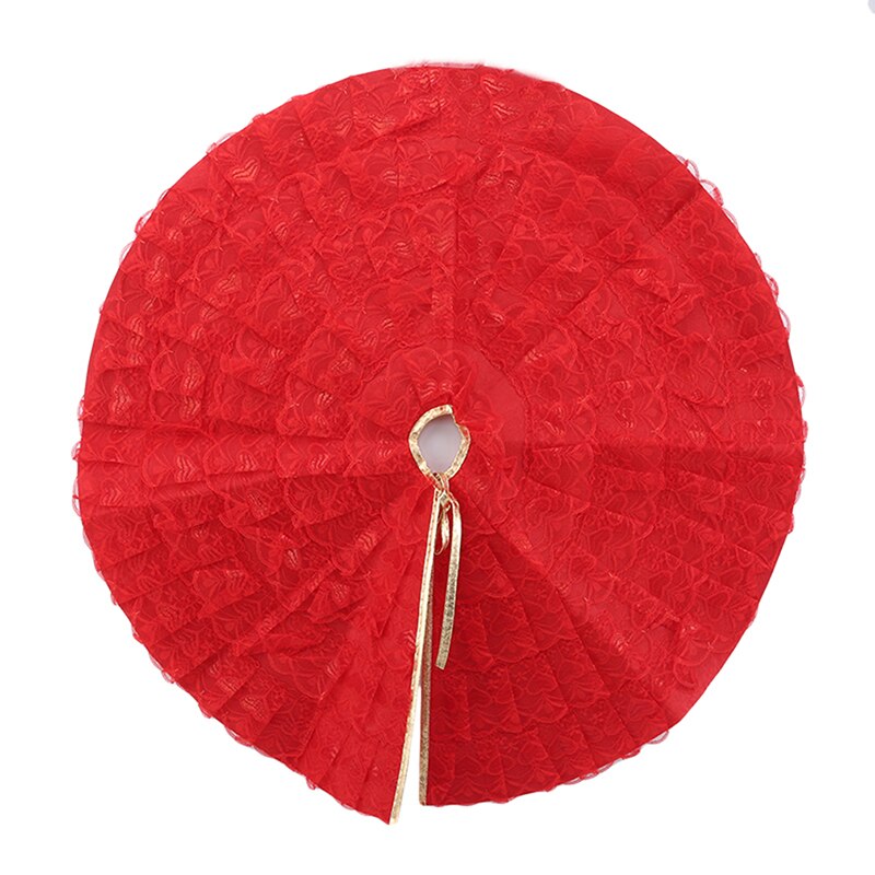 80cm julepynt stof blonder juletræsnederdel plisseret træskørt festlig festindretning: Rød