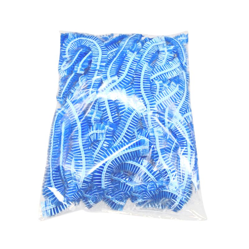 Bonnet de douche jetable en 100 pièces | Fournitures de salle de bain, capuchon de douche élastique en plastique imperméable: Blue