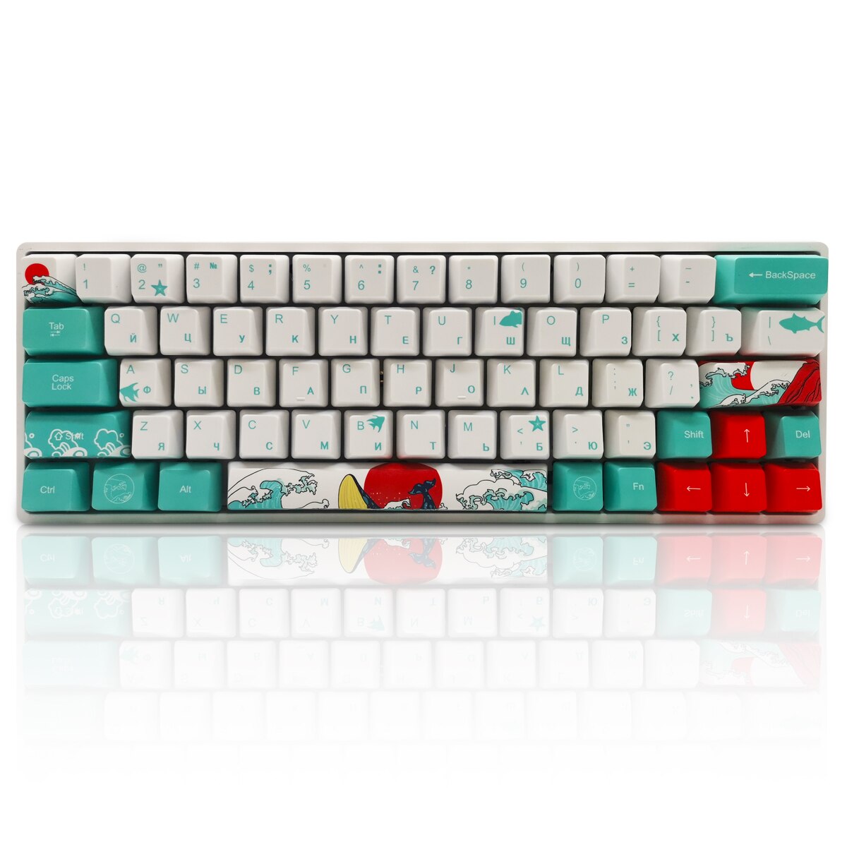 Coral Sea Key Cap Dye Sublimation 71 key OEM Highly Keyboard Russian Keycaps For RK61 GK61 GK64 ANNE PRO Womier K61 ONE 2 Mini