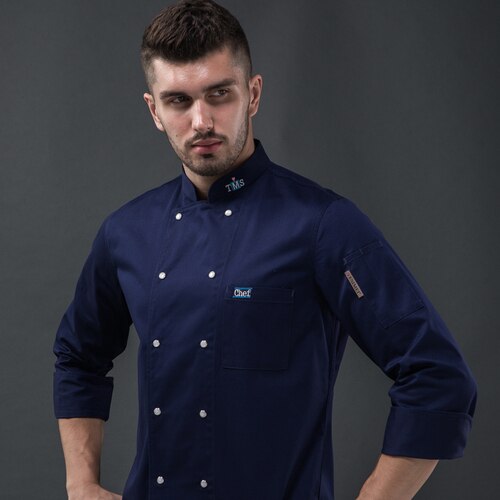 Restaurant mannen chef jas lange mouw kithchen bakkerij werkkleding winter restaurant uniform chef jas: navy / XXL