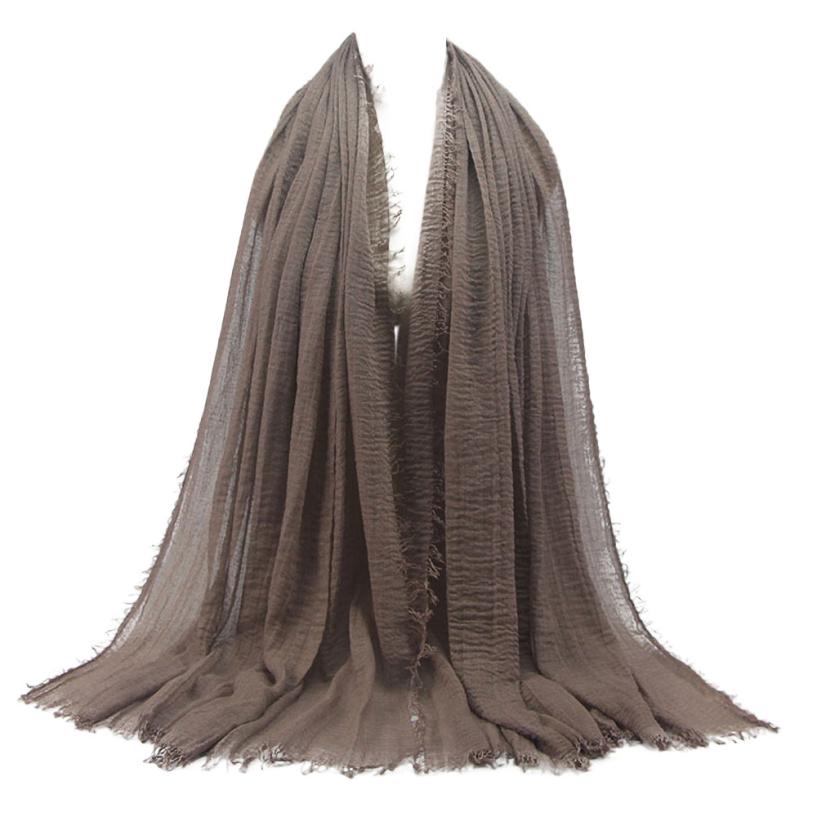 Premium Viscose Maxi Crinkle Cloud Hijab Scarf Shawl Soft Islam Muslim Women Lady Sales #J05: Coffee