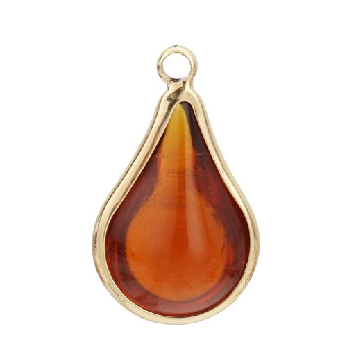 DoreenBeads Copper &amp; Glass Pendant Gold Peacock Blue Colorful Charms 18mm x10mm( 6/8&quot; x 3/8&quot;) - 17mm x10mm, 5 PcS: 5