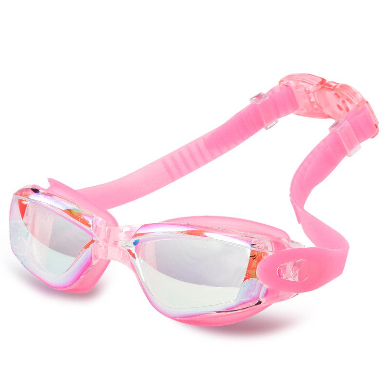 Galvaniseren Waterdicht Anti-Fog Badpak Bril Zwemmen Duiken Verstelbare Zwembril Dames Mannen Zwemmen Goggle: Bright pink