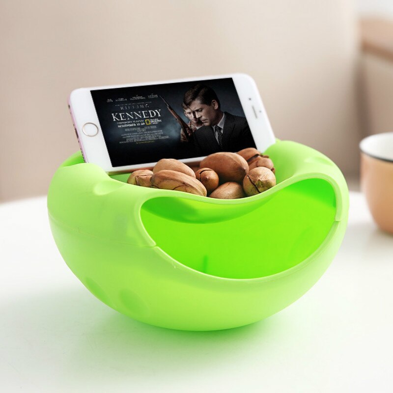 Skål fad dobbelt lag tør frugt snacks frø beholdere telefon affaldsholder plast opbevaringsæske smykker arrangør: Grøn