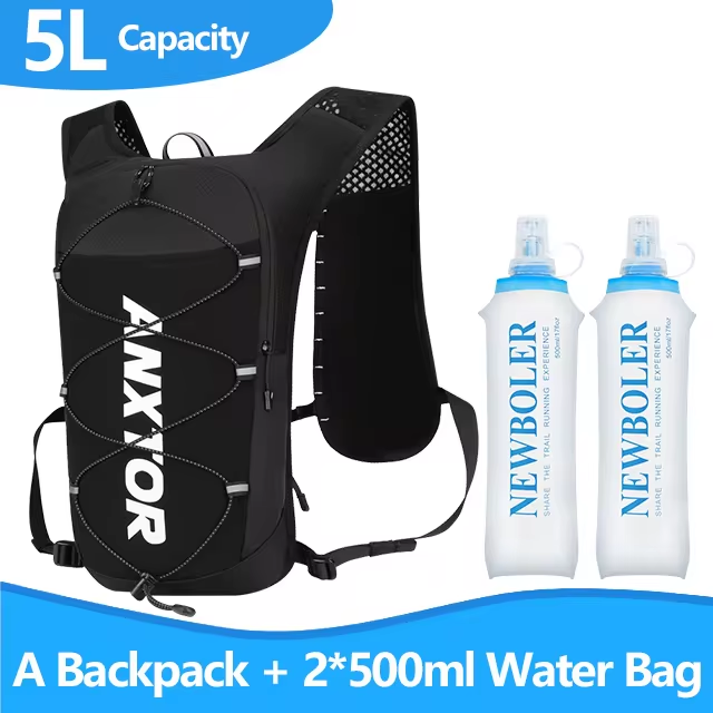 draussen Pfad Laufen 5L Ultraleicht Rucksack Trink Joggen Weste Männer Atmungsaktive Marathon- Fahrrad Tasche Wasser Flasche 500ML/2L: rot FARBE