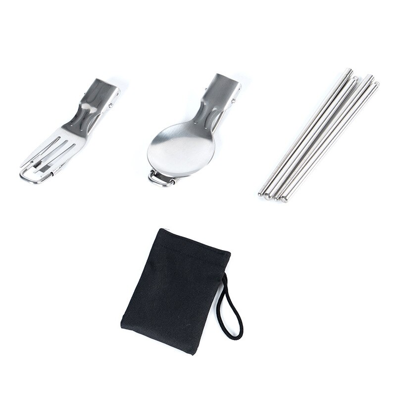 Mini Folding Stove Lunch Box Aluminum Alloy Picnic Box Ourdoor Camping Travel Hiking Fishing Food Containe Breafast Storage Box: 3Pcs cutlery set