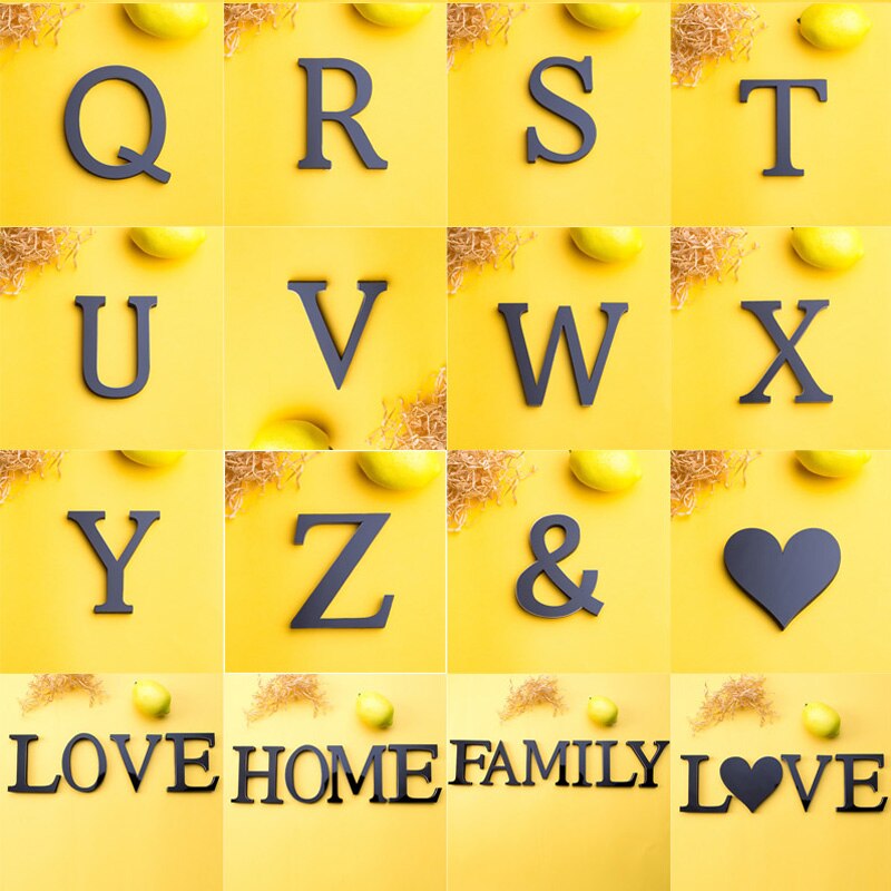 Zwart Engels Letters 3D Spiegel Muurstickers Home Decor Voor Woonkamer Slaapkamer Behang Peel &amp; Stok Spiegel Acryl Poster