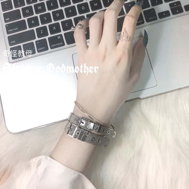 HUANZHI Hüfte hüpfen Verstellbare Edelstahl Uhr Gürtel 8-18mm Breite Titan Stahl Punk Minimalistischen Armbinde für Frauen männer Paar