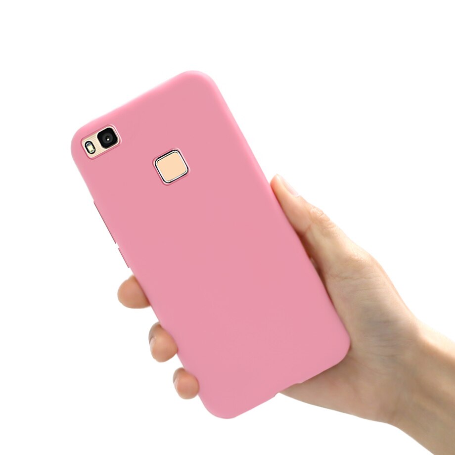 Zachte Gevallen Voor Huawei P9 lite Case Slim Candy Color Silicone Cover Voor Huawei P9 Lite P9lite P 9 lite Case cover Funda: Pink