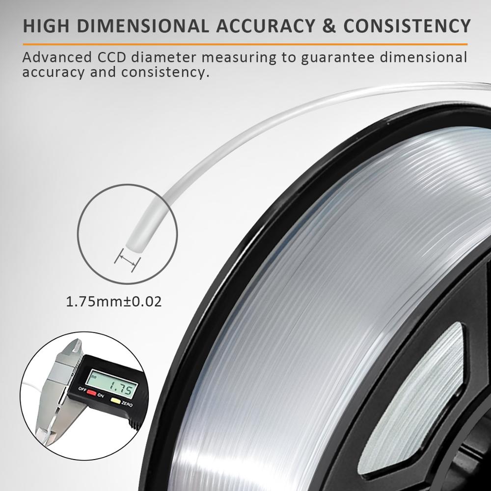 Filament PETG 1kg 1.75mm tolérance transparente 0.02mm FDM matériau d'imprimante 3D haute résistance Non toxique 100% aucun Filament de bulle