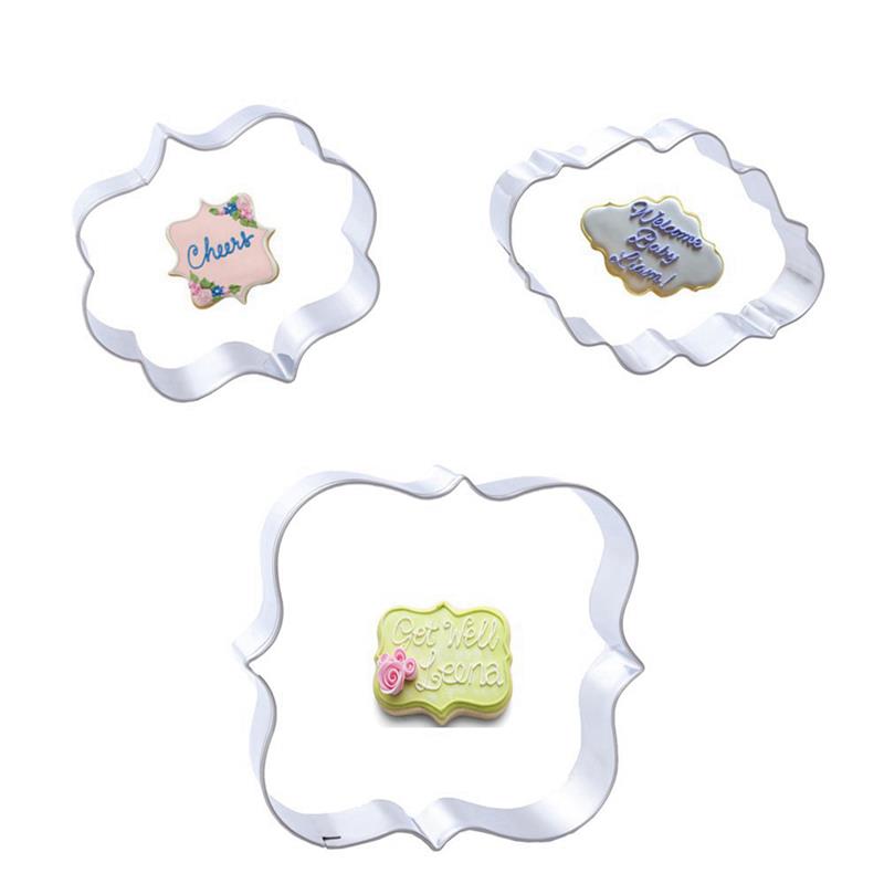 Sukkerkakeform 3 stk plakkekutterkaker ramme diy kake oval firkantet rektangel fancy rustfritt kakeform