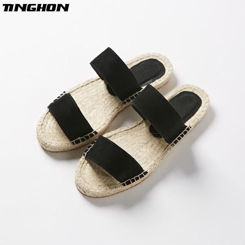 étnica Casual alpargatas planas nuevas mujeres primavera deslizamiento en los pescadores de cáñamo zapato con cuerda