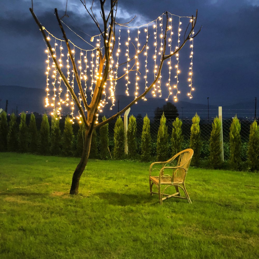 Led trädgårdslampa 3 x 3m 2-2m 110v/220v led gardinsnöre gräsmatta lampa utomhus trädgård landskap juldekoration trädgårdsbelysning