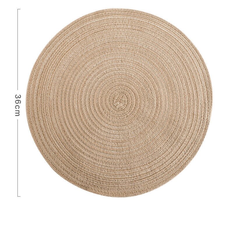 Japanese Round Ramie Table Mat Insulation Pad Solid Placemats Linen Non Slip Kitchen Accessories Decoration Home Pad Coaster: Coffee-36cm