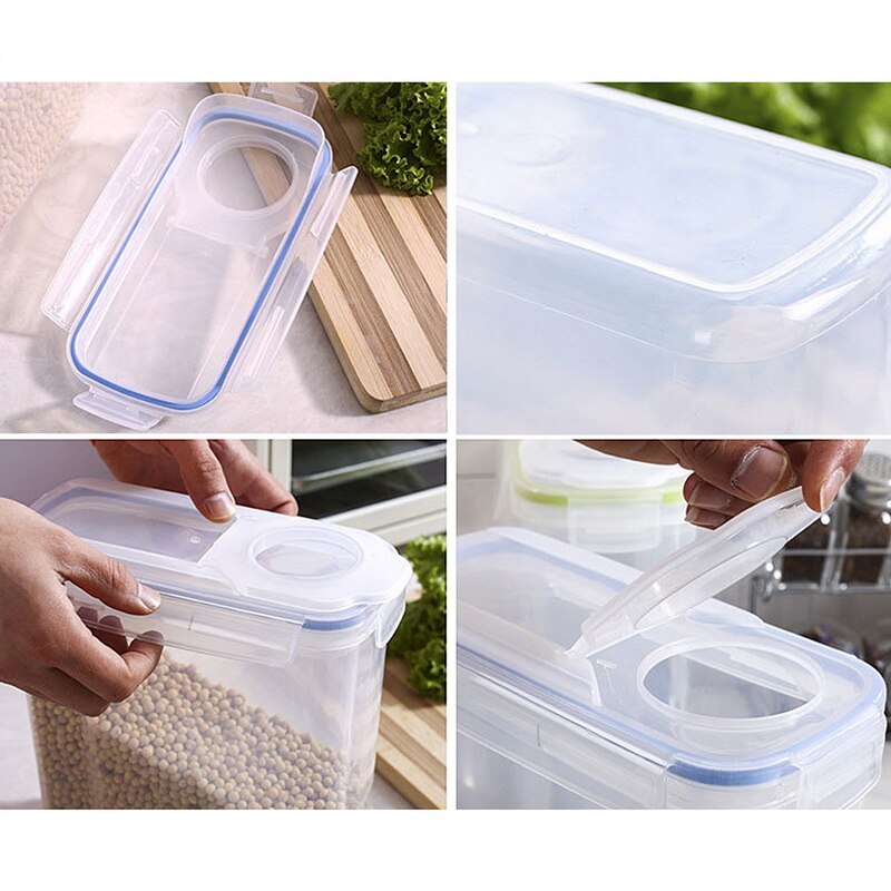 Hoomall 4L Cereal Dispenser Cereal Storage Containers Square Plastic Storage Tanks Kitchen Food Preservation Container
