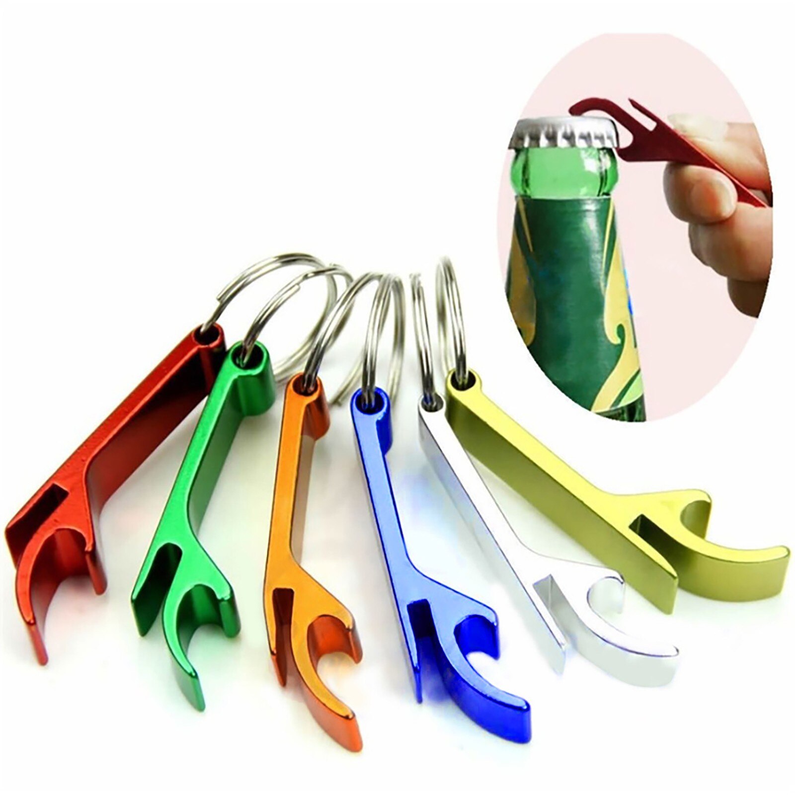 Portable Bottle Opener Keychain 3 In 1 Mini Key Holder Portable Press Elevator Handle Tool Stainless Steel Bottle Opener #50g