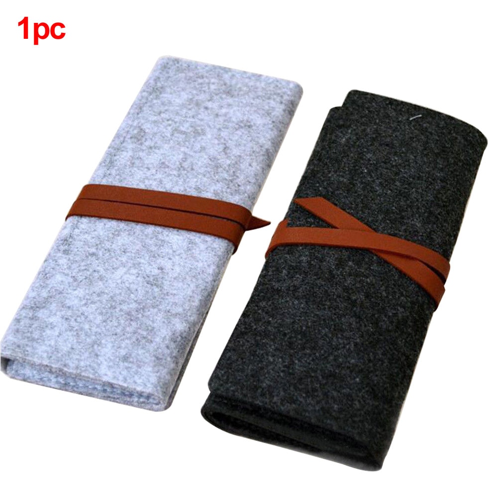 Pencil Case Pen Organizer Canvas Soft Storage Bag Paint Brush Stationery Roll Up Arts Craft Pen Bag Portable Drawing