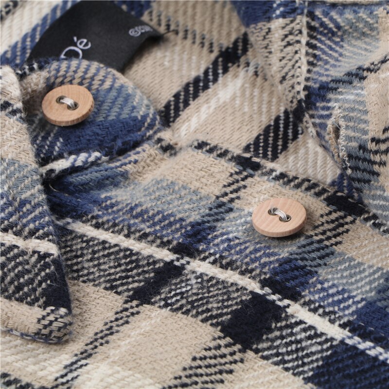 Oversized Plaid VUJADE kenijima Shirts Men Women 1:1 Destroy Plaid Shirt Flannel VUJADE Pocket Blouse