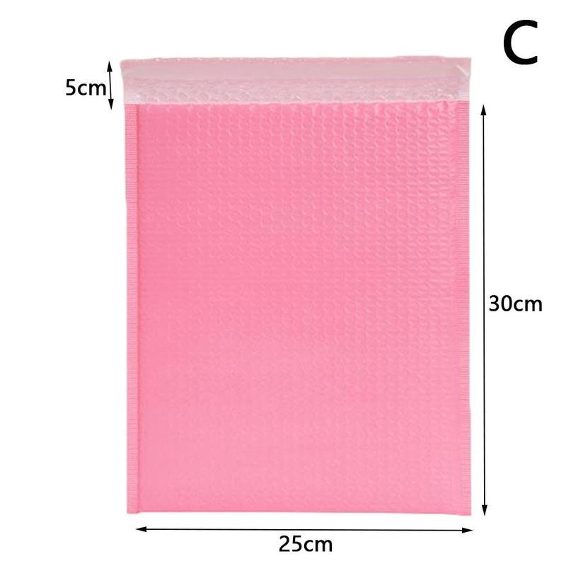5size Pink Bubble Envelope Bag Poly Bubble Mailer Waterproof Envelopes Composite Bag Mailing Self Sealing Padded Shockproof L7F6: C