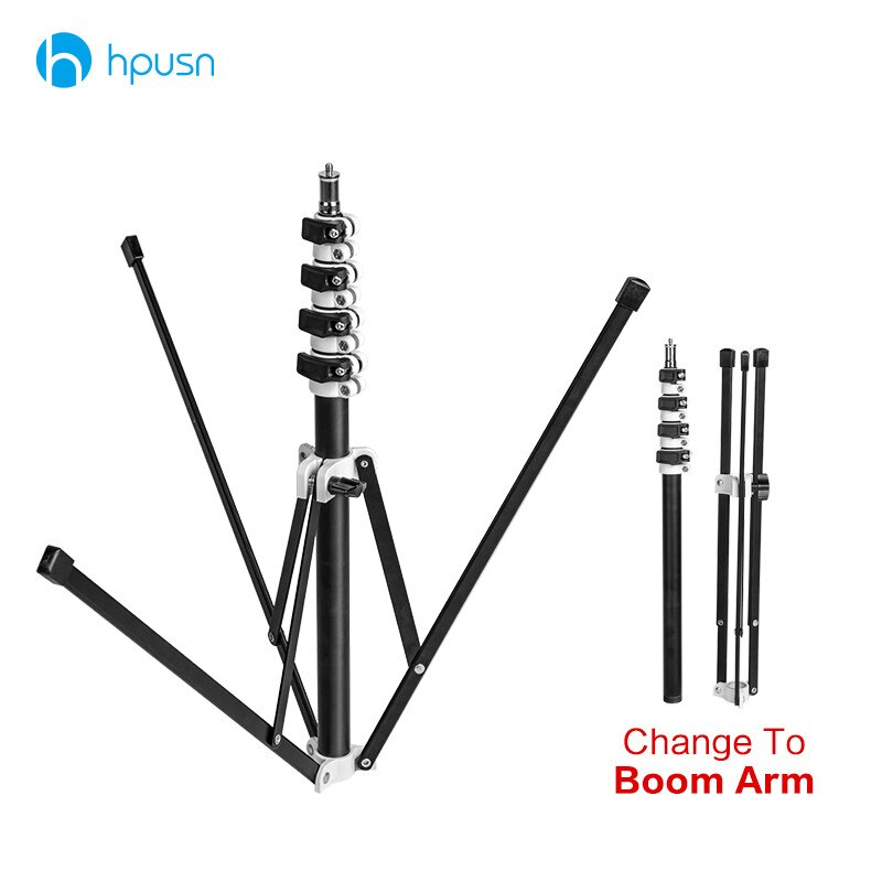 HPUSN B5 Collapsible 210cm Light Stand 6.9ft Metal Portable Foldable Tripod 5 section Boom Arm for Studio Flash Light Load 3KG