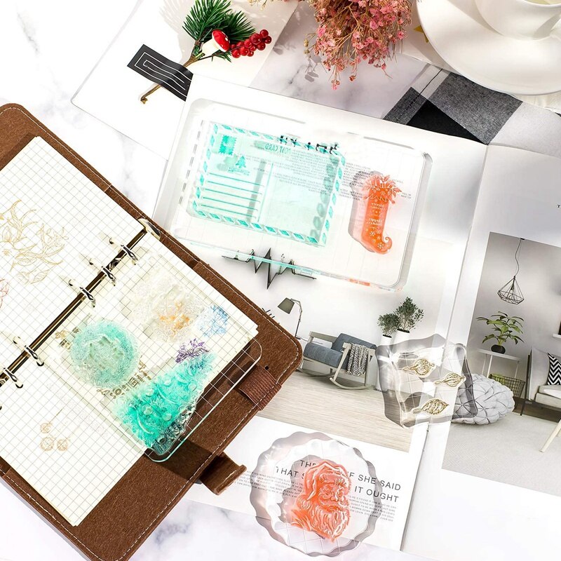 4 st akryl stämpel block klar stämpling block verktyg med rutnät för konst hantverk scrapbooking leveranser