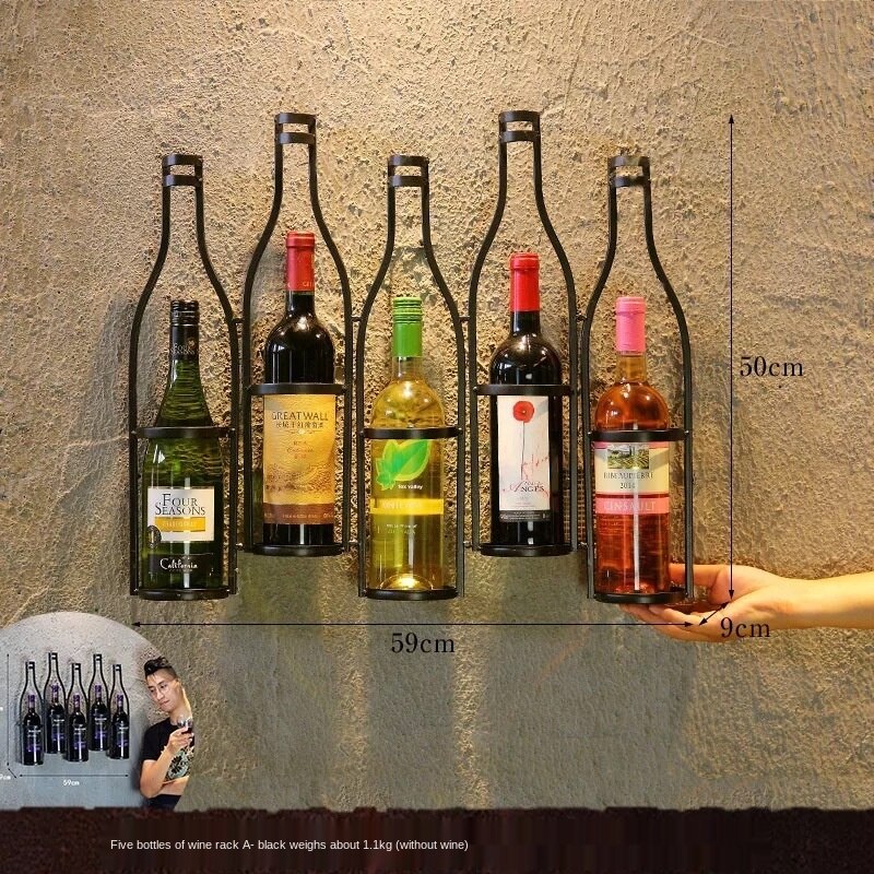 American Iron Bar Wall Minimalist Decor Hanging Wine Cabinet Bar Wall-mounted WineStand Glassholder Floating Shelf