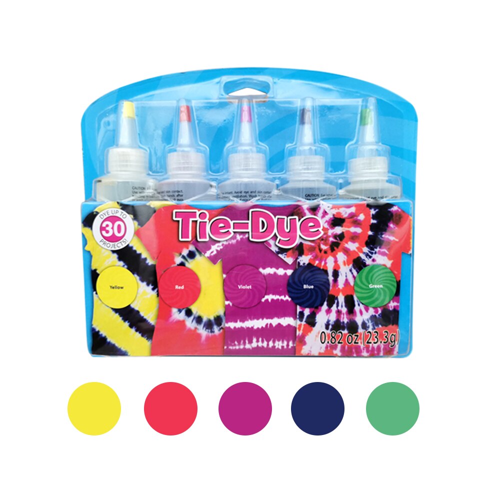 5 färger tie-dye kit bomull linne kläder färgämnen giftfri diy dye kit färg färger kläder för färgämnen målning verktyg: 5 st