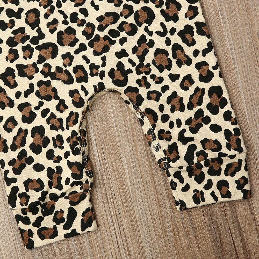 0-24M Infant Kids Boys Girls Rompers Sleeveless Cotton Leopard Print Jumpsuits Clothes Outfits