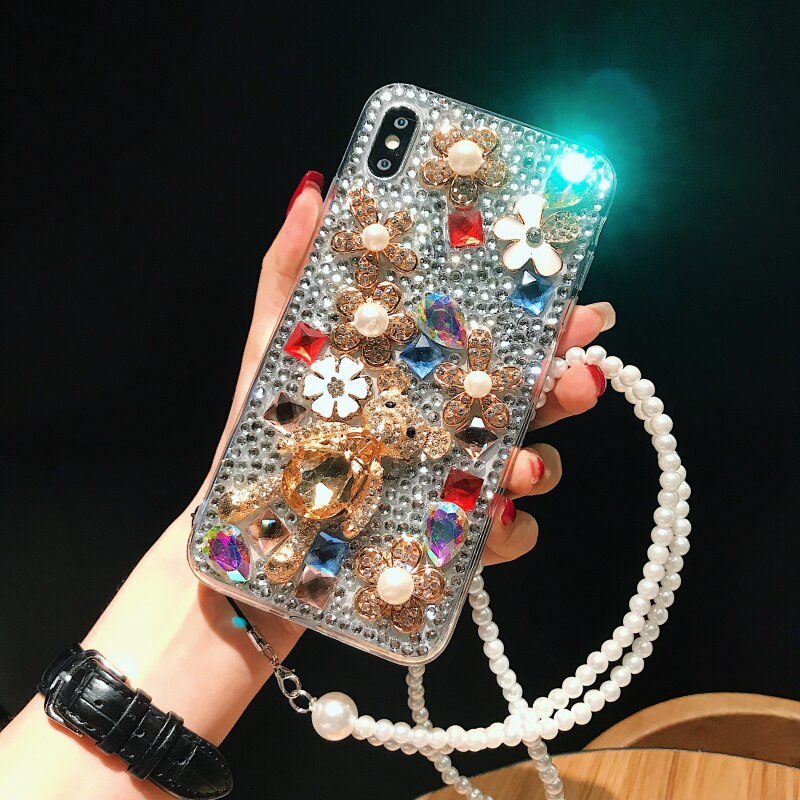 Luxus Kristall Strass Fall Abdeckung Für iPhone 7 8 Plus X XR XS MAX 11 Pro Max FHX-18V Mädchen Diamant handy Fall