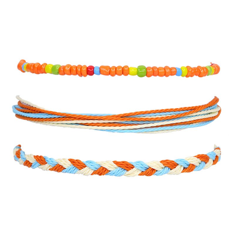 7 Stile Boho Hand-gemacht Bunte Multi-schicht Wasserdicht Wachs Linie Armbinde Frauen Sonnenschein Strand Surfen Schmuck Armbinde