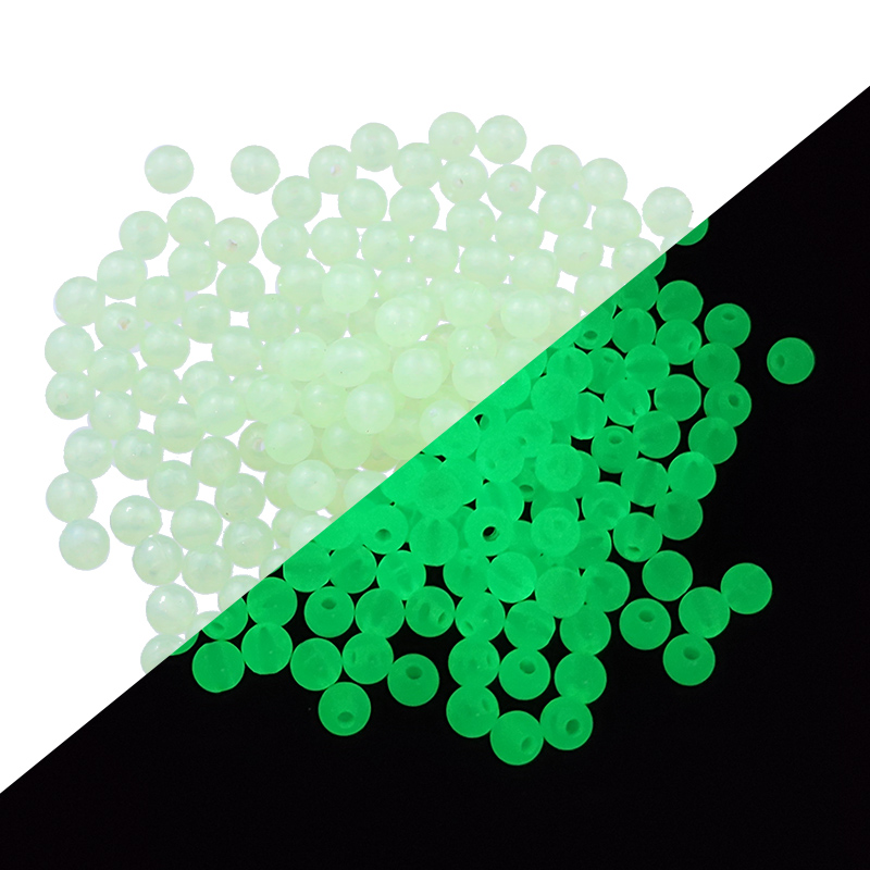 50 ~ 200 Uds. Cuentas sueltas redondas acrílicas luminosas blancas, verdes y azules que brillan en la oscuridad para fabricación de joyería, pulseras DIY de 6/8/10MM: Blanco / 4 mm