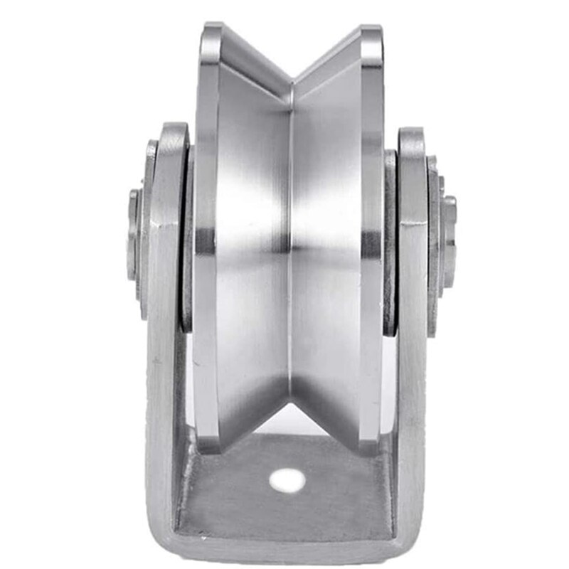 2Pcs 2 Inch Roller Wheel Bearings V /U Groove Pulley Wheels Detachable Heavy Duty Grooved Wheel for Material Handling