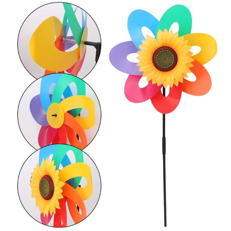 11 styles Optional Sunflower Windmill Rainbow Wind Spinner Pinwheel Home Garden Yard Decoration Children Kids Toy Outdoor