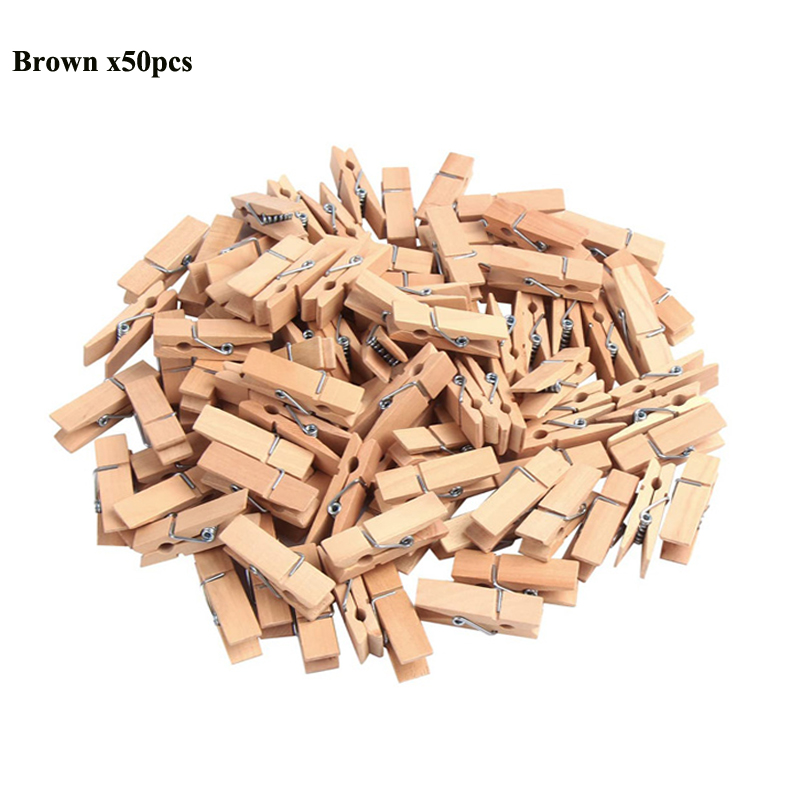 50/100 mini klesklyper i tre , , 1- cm små treklyper, hamptau til fotovegger og gjør-det-selv-håndverk.: Rød