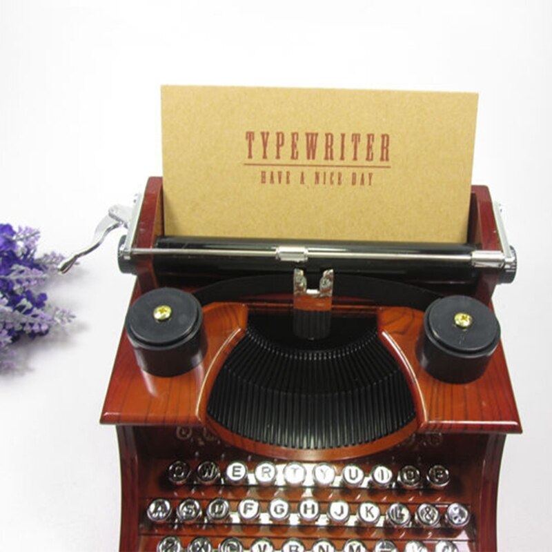 Caja de música de máquina de escribir Vintage, cajas musicales antiguas, juguete mecánico para de cumpleaños, Q6PD