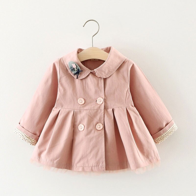 Spring Autumn Trench Coat for Newborn Baby Girl Warm Outerwear Sport Clothes Infant Baby Jackets Todder Cotton Cute Clothing: pink / 9M