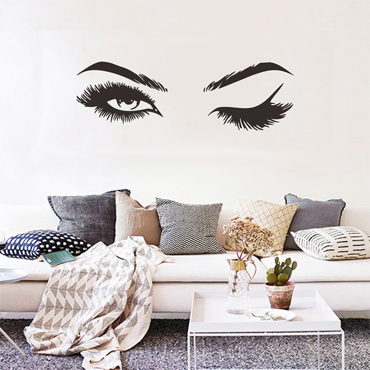 Beauty Salon Salon Lipstick Eyes Vinyl Wall Sticker Wallpaper For Beauty Salon Girls Bedroom Decor Mural Poster Quotes Make Up