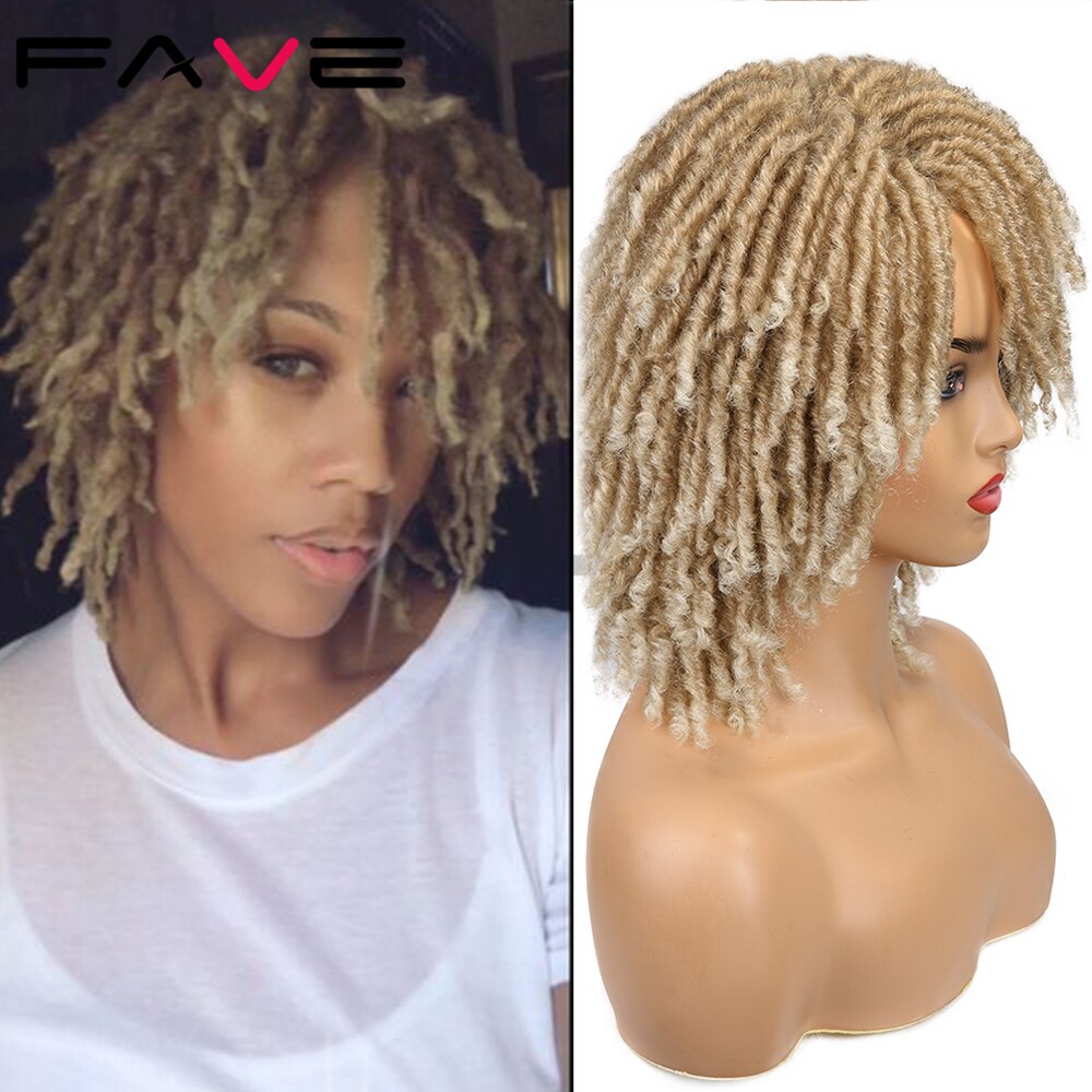 Trenzas de pelo sintético de 6 pulgadas de pelo sintético corto con flequillo diosa Soul Locs trenzas de pelo para hombres de FAVE Dreadlock: #613