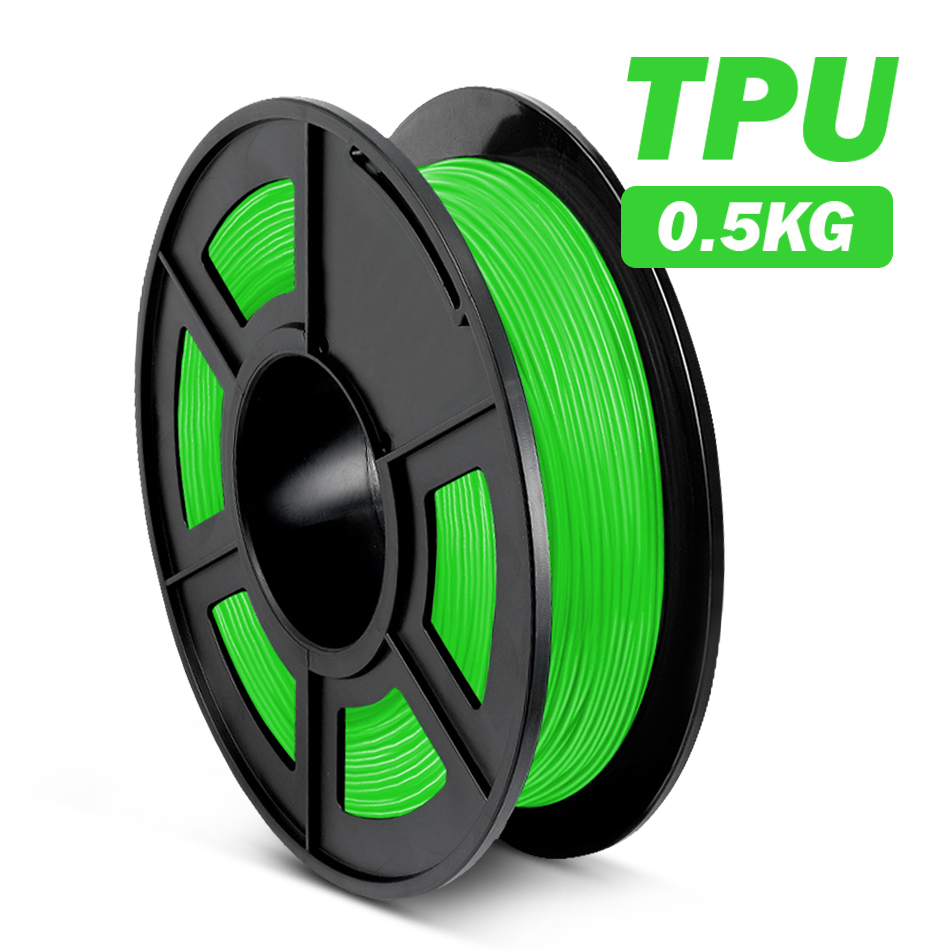 SUNLU TPU Filament 1,75 MM 0,5 kg Hohe Widerstandsfähigkeit flexibel TPU 3d Drucker Filament 100% Keine blasiert: TPU grün