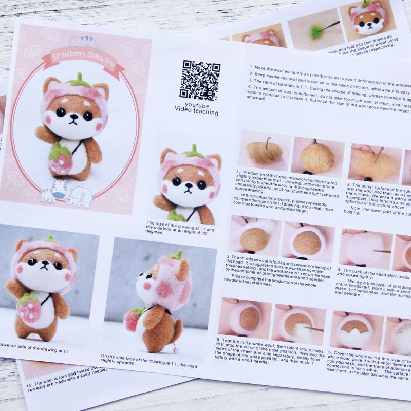 Aardbei Cartoon Wolvilt Craft DIY Onvoltooide Prikte Naald Materiaal Bag Pack