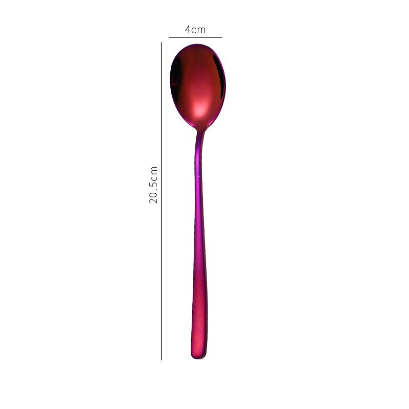 1PC Cake Dessert Forks Stirring Spoons Stainless Steel Colorful Long Handle Coffee Ice Cream Scoop Kitchen Tableware Supplies: Purple spoon