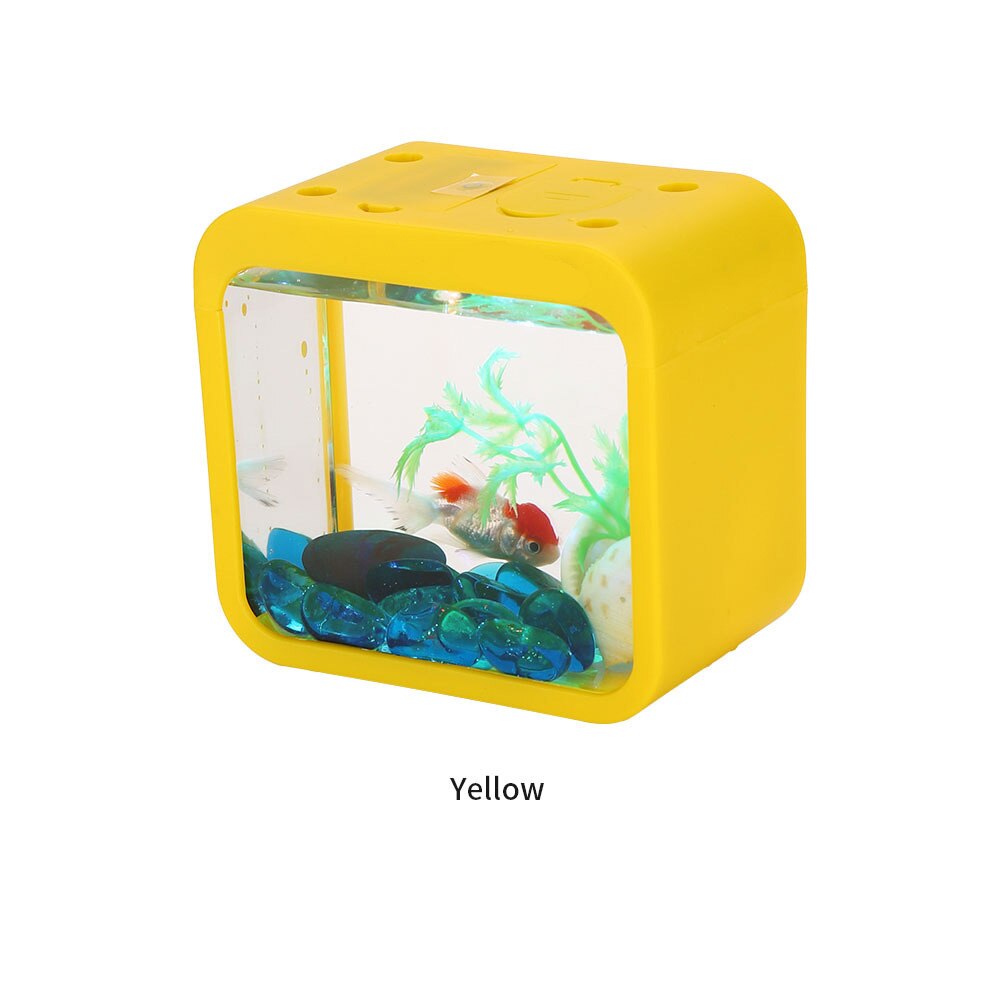 Mini Betta Fish Tank Small Ecological Landscape Aquarium Detachable Seaweed Reptile Jellyfish Goldfish Shrimp Insects Habitat: Light green