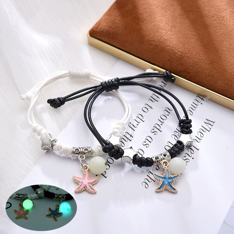 2 sztuk/zestaw luminous para bransoletka cute cartoon charm biżuteria regulowane elastyczne liny bransoletka panie i męskie prezenty dla zakochanych: 15