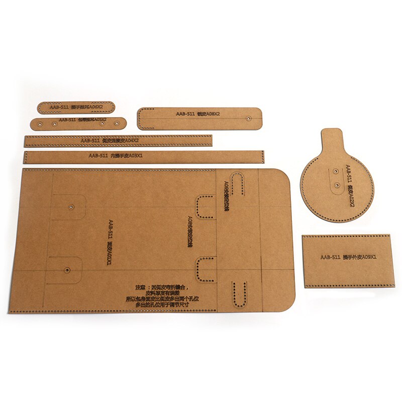1Set Diy Kraftpapier Template Schoudertassen Cilinder Tas Crossbody Tas Leer Ambachtelijke Patroon Diy Stencil Naaien Patroon 20*10 Cm