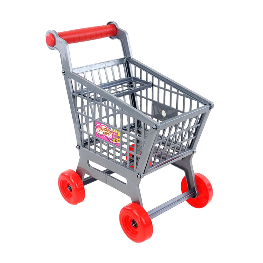 Grijs Plastic Kids Shopping Hand Trolley Kar Kind Pretend Play Keuken Toy