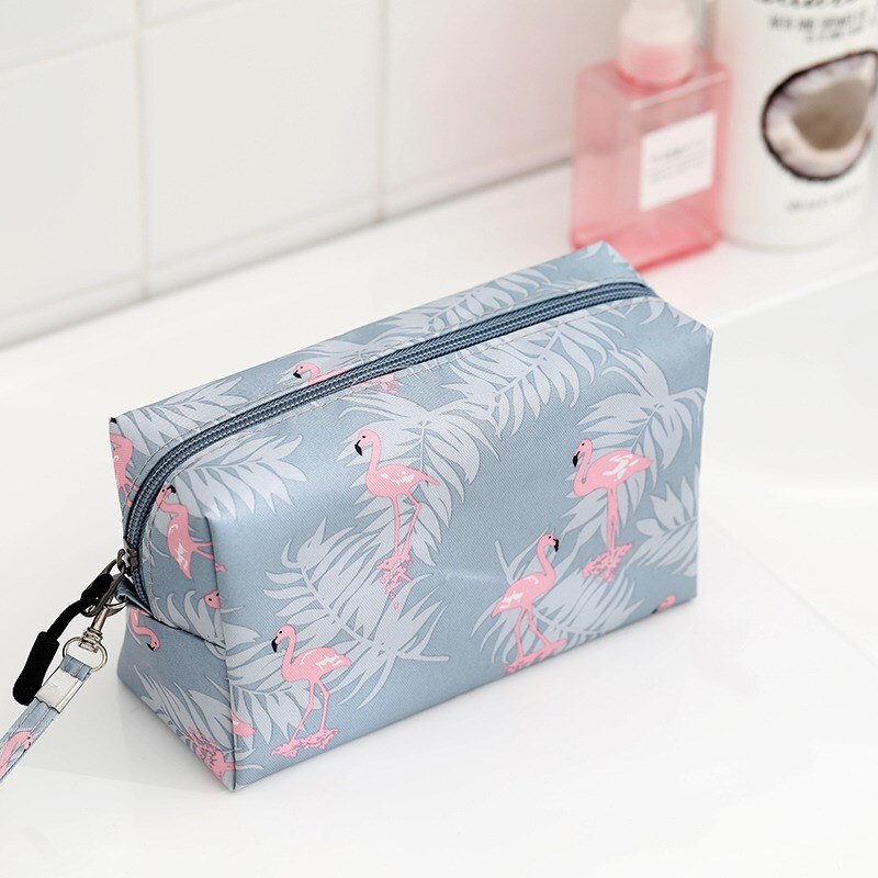 Reizen Flamingo Cosmetische Tas Met Ketting Maken Bloemen Opbergtas Cactus Cosmetische Geval Beauty Gestreepte Toilettas Make Organizer