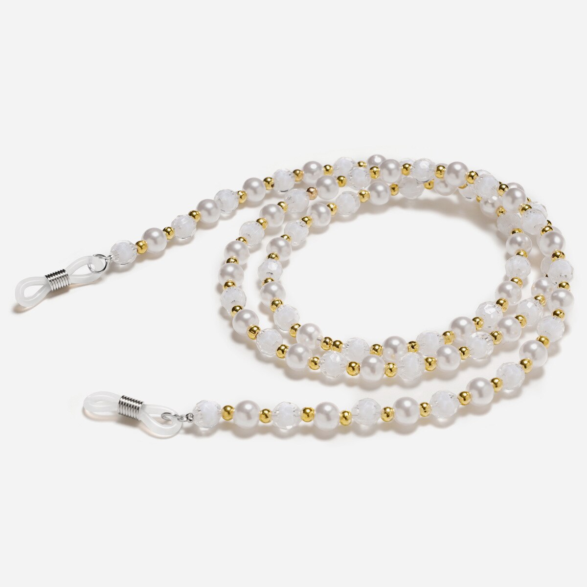 Solbriller perlehals lanyard snor briller solbriller halskæde kæde reb briller snor holder halsstrop reb: Hvid