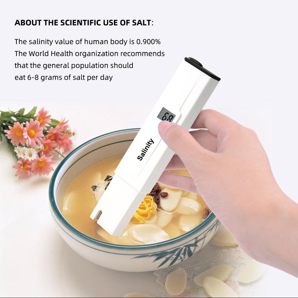 Portable Digital Salinity Meter 0~19.9‰ High Precision Salt Content Concentration Test Pen for Kitchen, Aquaculture, Laboratory